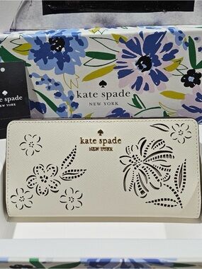 Kate Spade-Madison Perforated Large Slim Bifold Wallet NWT